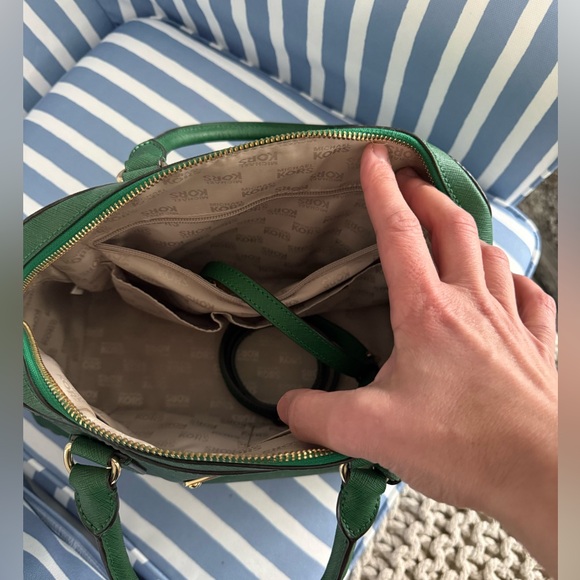 Green Michael Kors Saffiano Leather Handbag with crossbody...